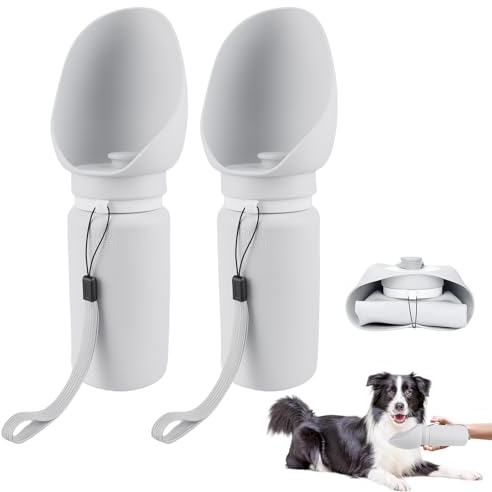 2 Pcs Hundetrinkflasche Für Unterwegs, Faltbare Trinkflasche 550ml, Trinkflasche Hunde Für Unterwegs, Faltbar Hundetrinkflasche Hunde Trinkflasche Für Große Kleine Hunde Leckdichte Wasserflasche(Grau)