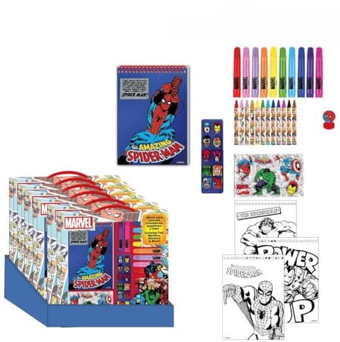 Von Marvel inspiriertes Schreibwaren-Set - Farbe Blau - 30 x 30 x 2,5 cm - Enthält ein Notizbuch mit Ausmalblättern, Markern, Aufklebern und vielem mehr - Originalprodukt, entworfen in Spanien
