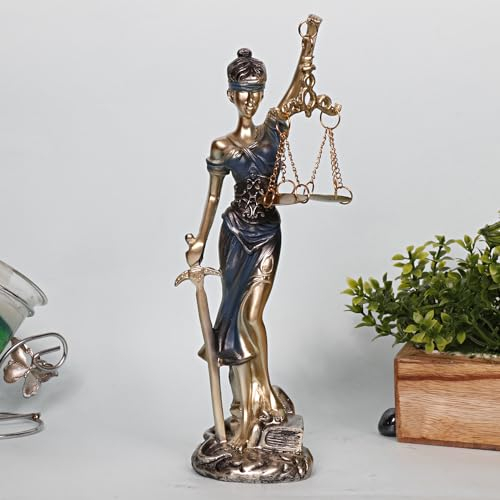 ARTVARKO Polyresin Blind Folded Justice Lady Murti Andha Kanoon Statue Augenverbunden Insaaf Ka Tarazu Schaustück 22,9 cm