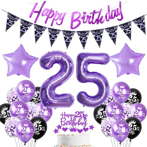 morado globos 25 años mujer cumpleaños decoración morado pastel decoración 25 años cumpleaños mujer cumpleaños 25 años mujer púrpura globos cumpleaños 25 años decoración 25 años mujer cumpleaños