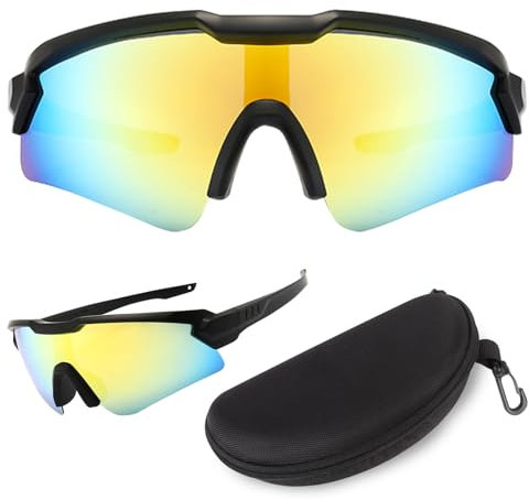 Guittly Schnelle Brille Rave Fahrradbrille Sonnenbrille Herren Damen Sportbrille-Sonnenbrille Fahrradbrille Fahrrad Sonnenbrille, Fahrrad-Angeln-Rennrad brille (Gold)