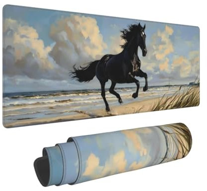 Gaming Mouse Pad 35.4x11.8x0.12 inch XXL Large Gaming Mouse Mat with Stitched Edges, Dark Horse Mouse Pad, with Non-Slip Base Extended Mouse Pads, Keyboard Desk Pad with Water Resist Surface N-622