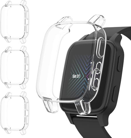 Wanme 3 Stück Hülle Kompatibel mit Garmin Venu Sq Hülle/Garmin Venu Sq 2 / Venu Sq Music/Venu Sq 2 Music Schutzhülle, HD Stoßfestes Weiche TPU Gehäuse Vollschutz Display Schutz Hülle