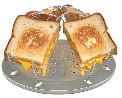 WALDBARON Faltbarer Camping Toaster aus Edelstahl – Tragbar, Klein & Kompakt, Camping Grill, Camping Zubehör – Ideal für Outdoor, Camping, Grillen & Wandern - Auch für Fleisch & Gemüse
