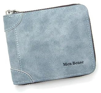 GJHYNT Portafoglio Uomo Slim Piccolo Portafoglio Maschile con Cerniera Casual con Cerniera Porta del Portafoglio Maschio Sintetico Pusse Pura Punso Polusa Portalet Slot-Cielo Blu