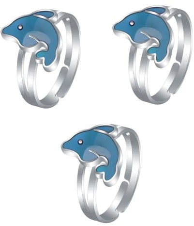 LIFKOME 3st Delphin-ring Tierische Ringe Tierring Delphin-stimmungsring Jungen Ringe Verstellbare Stimmungsringe Kinderringe Stimmungsringe in Delfinform Gefühlsring Farbwechselndes Acryl