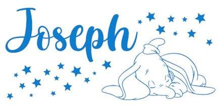 Wandaufkleber mit personalisiertem Namen „Dumbo“, benutzerdefinierter Vinyl-Aufkleber, Cartoon-Schablone, Kinderzimmer, Kunstdekor für Mädchen und Jungen, Elefant, groß – 56 x 126 cm