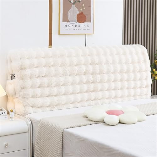 Hearda Strecken Bett Kopfteil Bezug, Flauschig Bett Kopfteil Hussen, Weich Staubdicht Bettkopfteil All-Inclusive Bettkopfteil Bezug für Schlafzimmer Bett Dekor Kopfteil (180cm,Beige)