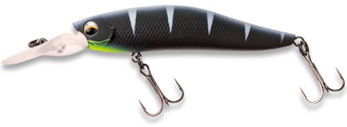LMAB Flash Vibe 67, 80 & 98 mm - Twitchbait - Suspending & Floating, Hardbait, Wobbler Barsch, Suspender Wobbler, Zander Wobbler (Lauftiefe 1,0-2,0 m | schwebend/suspending, Black Tiger, 80 mm)