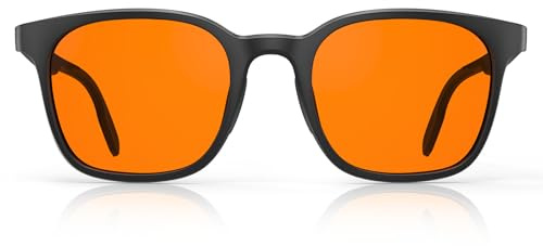 Bloomoak Blaulichtfilter-Brille – 99 % Schutz – Anti-Müdigkeit – Für empfindliche Augen – Ideal für PC, Gaming, TV, Handy (Orange - 99% - Neues Quadrat (Nasenpads), Orange - Night)