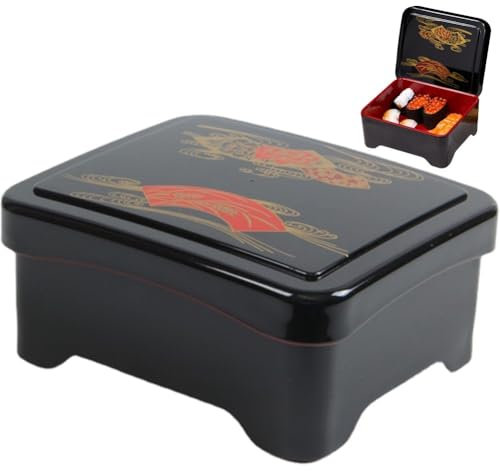 Japanese Bento Box with Lid, Japanese Sushi Box Lunch Box Snack Serving Tray Traditional Bento Box Food Container Box