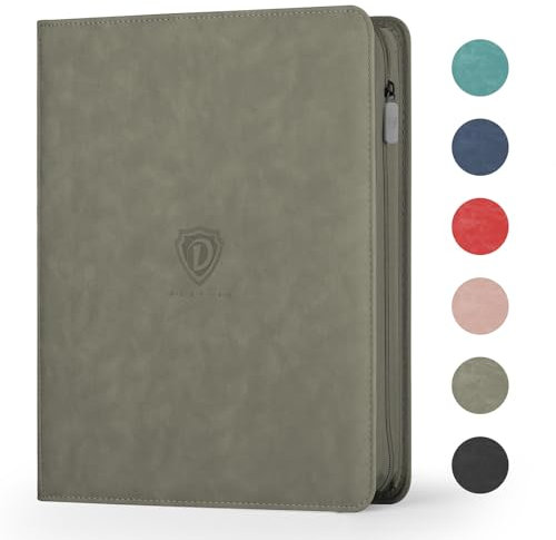 Deoyibu Raccoglitore per carte di credito con 9 tasche, per 360 carte da collezione, album doppio con chiusura lampo, raccoglitore per carte MTG, TCG, carte da gioco, carte sportive, grigio