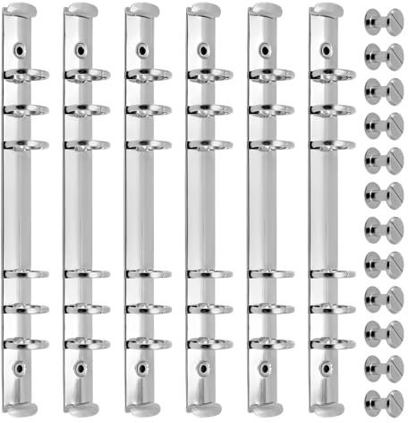 NVGFTG 6 Stück A5 Ringbuchmechanik 6 Loch Bindering, Metallclip Ringbuch Ringe zum Buchbinden, Lose Blatt Buchring 25mm Ring Binder Mechanismus für Terminplaner Albums Notizbücher (Silber)