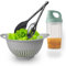 Hausfelder Salat Zubehör Set 3teilig, Salatsieb + Dressingshaker + Salatbesteck