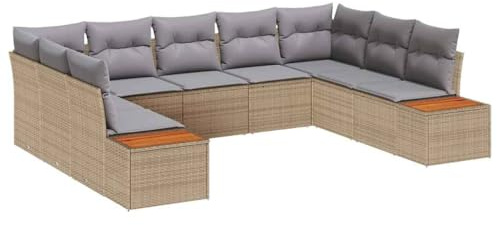 vidaXL Garten-Sofa-Set 5 pcs Beige und Hellgrau 289 x 209 x 85 cm, Modulare Garten- und Terrassenmöbel, wetterfester Sofa-Set, chillige Lounges, ideal für Frühling, Sommer