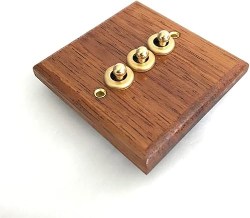 PULaif Kipp-Lichtschalter, SwitchSimple Wand-Kippschalter aus Massivholz, verdeckter Hebel, 86 Wandtyp, for Zuhause, Licht, Luxus-Kippschalter(3 Gang)