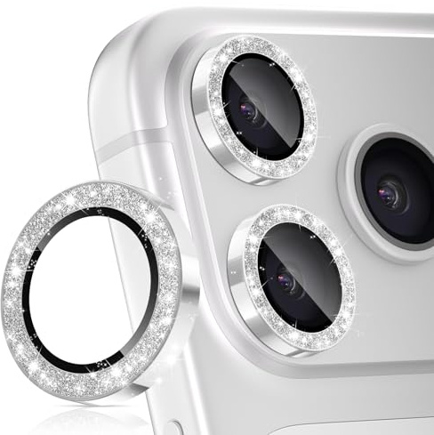 imluckies für iPhone 17 Pro - iPhone 17 Pro Max Kameraschutz Glitzer, AR+AF Gehärtetes Glas & 9H Anti-Kratzer Metall Aluminiumlegierung Abdeckung, HD Klar Kamera Linse Schutz 2025 - Bling Silber