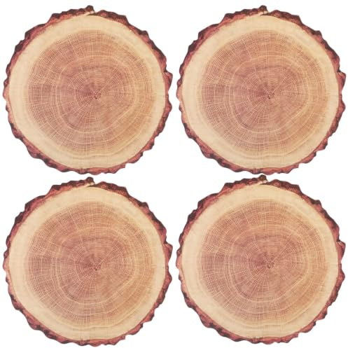 STOBAZA Set of 4 Tree Stump Placemat Round Table Coasters Heat Resistant Drink Coaster for Dining Table Kitchen Home Restaurant and Hotel Tabletop Protection