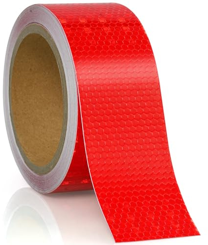 AOOWU Reflektierendes Klebeband Rot, 10m x 5cm Wasserdicht Reflektorband, Hochintensives Selbstklebend Warnband Markierungsband, Conspicuous Warning Tape für Fahrzeuge, Autos, Anhänger, Boote, Outdoor