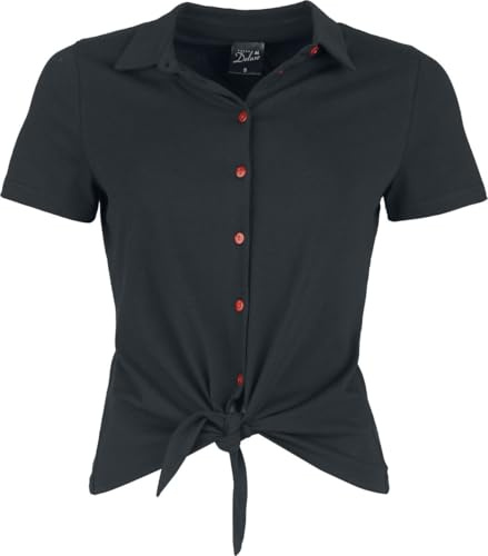 Pussy Deluxe Cherry Binding Blouse Frauen Bluse schwarz Rockabilly