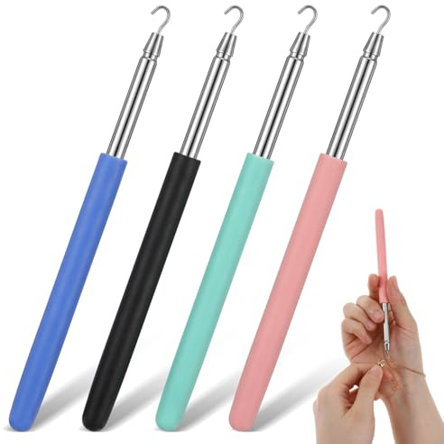 4 PCS Bracelet Helper Tool, Portable Bracelet Fastener Helper Tool Bracelets Assistance Tools Hooks Easy to Put on Yourself for Jewelry Clasps, Necklace, Zippers, Watch (Green, Blue, Pink, Black)