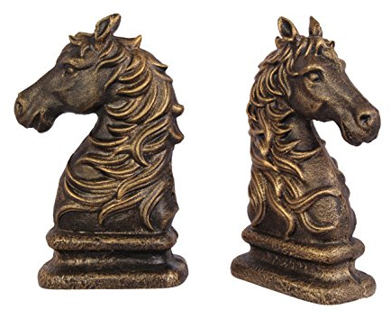 Deko Buchstütze Buchenden 2er Set Nostalgie Pferd Pferdekopf 23,7cm
