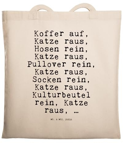 Mr. & Mrs. Panda Stoffbeutel Koffer auf, Katze raus,... - Geschenk, Kater, Sprüche, Tragetasche, Tasche, Spruch Weisheiten Zitate Lustig Weisheit Worte, Frauchen, Haus, Shopping, canvas, Tote Bag