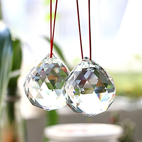 BTSKY Bolas de Cristal Colgantes Hialino 2 Pcs Vidrios Transparentes de 50 mm con Caja de Regalo para Feng Shui o Decoración para Hogar Bodas y Fiestas