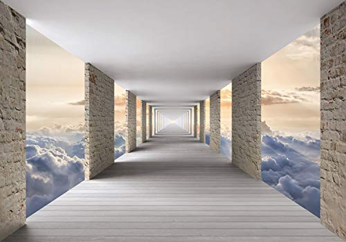 decomonkey Fototapete 3d Effekt Landschaft 400x280 cm XL Tapete Fototapeten Vlies Tapeten Vliestapete Wandtapete moderne Wandbild Wand Schlafzimmer Wohnzimmer Steinwand Stein Architektur