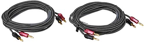 Monoprice Premium Braided Speaker Wire 14AWG - With Gold Plated Banana Plug Connectors - Affinity Series, 2 Pack, 10 Feet