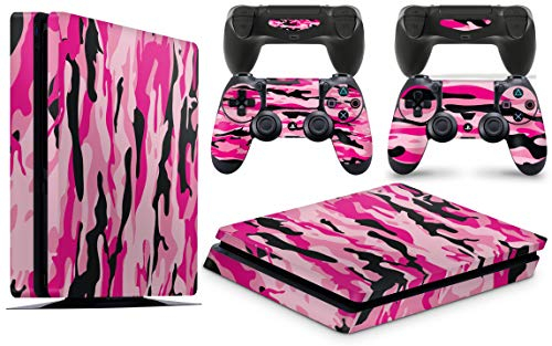 giZmoZ n gadgetZ PS4 SLIM Console PINK CAMO Skin Decal Vinal Sticker + 2 Controller Skins Set