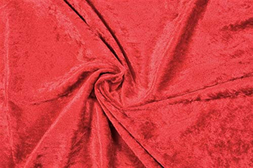 Pannesamt Stoff Meterware für Deko, Basteln und Bekleidung, 1 Meter - 147 cm Breit - Samt ähnliche Oberfläche Stoffe (Rot 9105)