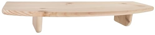 WooDeeDoo Wooden Shelf with Brackets – Wall Mounted Floating Hanging Book Rack Display 60 x 18 x 1.5 cm – Unfinished Pine Rustic DIY Storage Ledge for Kitchen Bathroom Bedroom