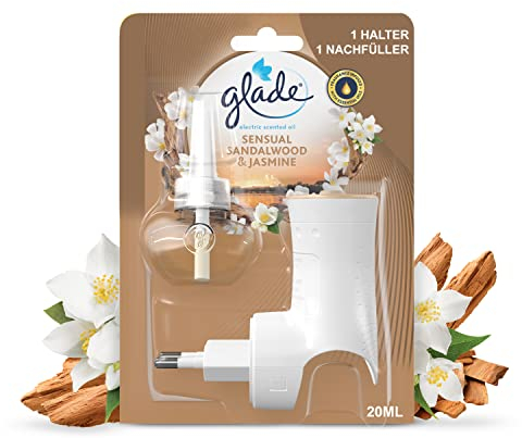 Glade Electric Scented Oil Halter, elektrischer Raumduft mit Duftöl inkl. 1 Nachfüller, Sensual Sandelwood & Jasmine, 20 ml