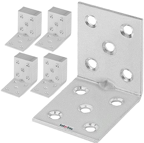 KOTARBAU 50er Set Winkelverbinder 50 x 50 x 40 x 2 mm mit Sicke Verzinkt Stahl Bauwinkel Montagelöcher Möbelverbinder Schwerlast Holzverbinder Montagewinkel