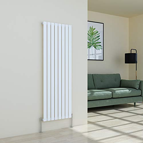 Warmehaus Vertical Modern Radiator Flat Panel Single White 1600x546mm | Designer Central Heating Wall Radiator, for Bathroom Kitchen Hallway Living Room, White Radiator, Column Radiator