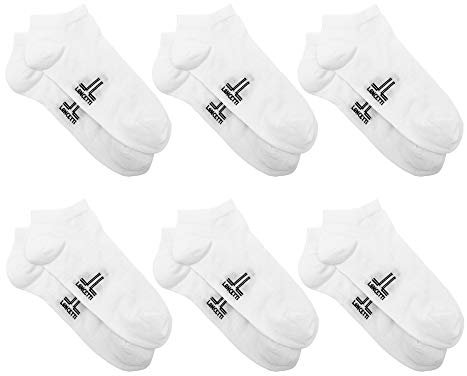 LANCETTI - 6 Paia Calzini Corti Sneaker per Uomo o Donna, Fantasmini in Cotone Filo di Scozia, Bianco, 43-46