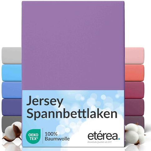 etérea Jersey Spannbettlaken 200x220-200x220 cm Violett bis 25cm Höhe | 100% Baumwolle Jersey Spannbetttuch · Rundumgummizug bis 25 cm Steghöhe · bügelfrei & pflegeleicht · OEKO-TEX Made in Green