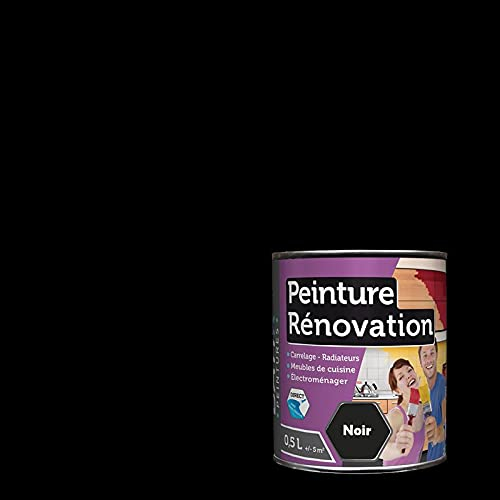 Peinture rénovation surface difficile Direct sans sous-couche, carrelage, meubles de cuisine, radiateurs, électroménager, de MadeInNature (2 litres pour 10 m² en 2 couches, Noir) fabriqué par Reca