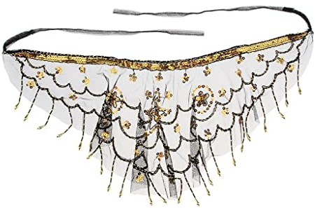 Harilla Damen Bauchtanzkostüm Gesichtsschleier Indian Dancewear Mesh Veils 5 Farben, Schwarz