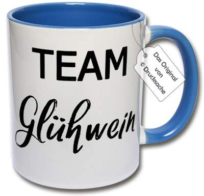 Lustige Tasse mit Spruch - Glühweintasse Team Glühwein Geschenkidee Weihnachten Büro (C: Blau)