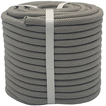 YUZENET Braided Polyester Arborist Rigging Rope (3/8 inch X 100 feet) High Strength Outdoor Rope for Tree Climbing Hiking Camping Swing, Gray