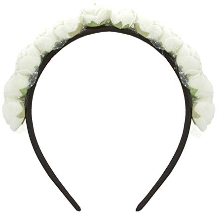 Oblique Unique® Rosen Haarreifen Blumen Haarreif Prinzessin Braut JGA Hochzeit Tanzmarie Fasching Karneval Mädchen Damen Kopfschmuck (Weiß)