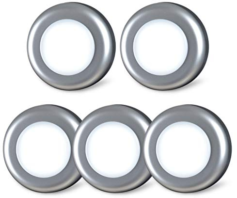 Luz de grifo con diseño de estrella, mini luz táctil nocturna, luces LED para debajo del gabinete, funciona con pilas, para bricolaje inalámbrico, mostrador de armario, color blanco frío, 5 unidades