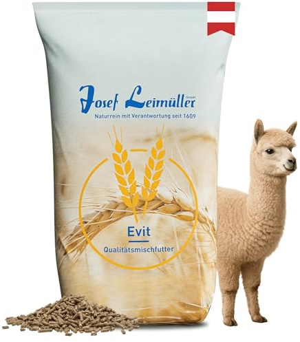 Leimüller Nourriture pour alpagas en granulés 25 kg - Aliment autrichien de qualité sans OGM - Aliment pour alpagas, Lamas, chameaux & camélidés - Conditionnée à la Main Depuis 1609