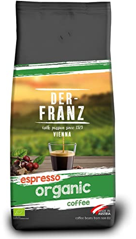 DER-FRANZ - Café espresso ecológico, granos enteros, 1000 g