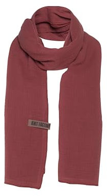 Knit Facory - Liv Schal - Fein Gewebter Damen Schal - Luftiger Musselinschal - Für Frühling und Sommer - 100% Bio-Baumwolle - Stone Red