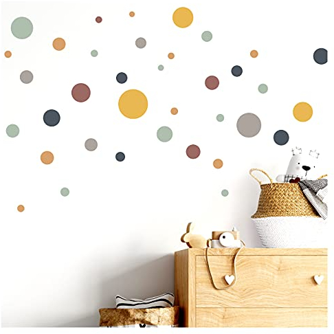 Little Deco Wandtattoo Wandsticker Kinderzimmer Jungen Mädchen 86 Kreise blau gelb Mint Wandaufkleber Punkte Spielzimmer Wanddeko Dots Babyzimmer Wandbild DL697-1