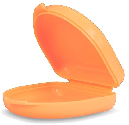 Wellsamed KFO Schienenbox Classic, Orange, zum Aufbewahren von Zahnspangen oder Zahnschienen