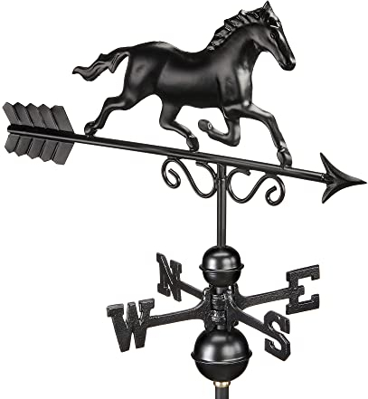 Good Directions Wetterfahne, galoppierendes Pferd, 1974 K, schwarzes Finish, 61 cm L x 38 cm H